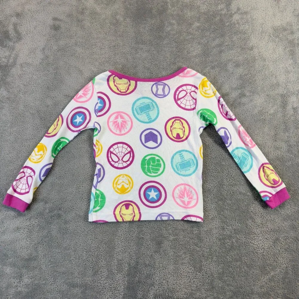 Marvel Pajama Shirt Kids 4T White Toddler Spiderman Iron Man Captain America Top